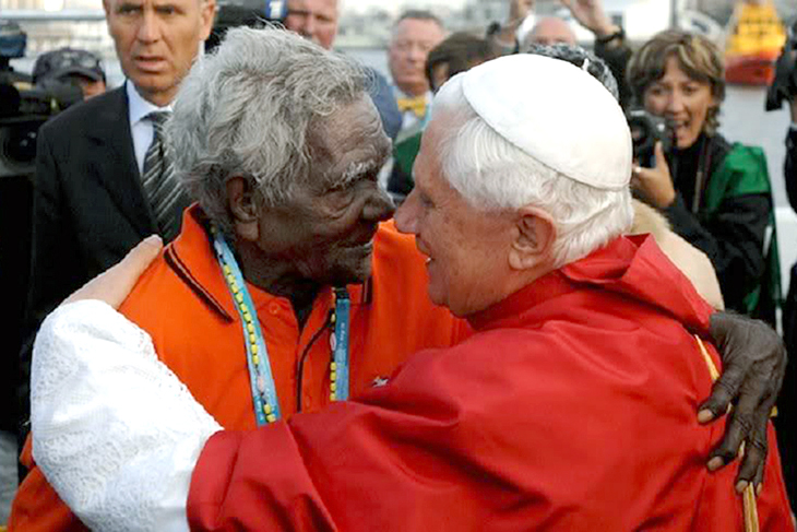 Pope Benedict and Boniface locked in embrace at the World Youth Day in Sydney on 17 July 2008 as the Pope was welcomed to Bangaroo. Photo: Supplied
