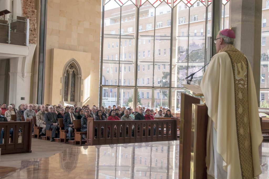 In his homily, Bishop Don Sproxton emphasised the importance of marriage both for married couples and for society at large. Photo: Marco Ceccarelli