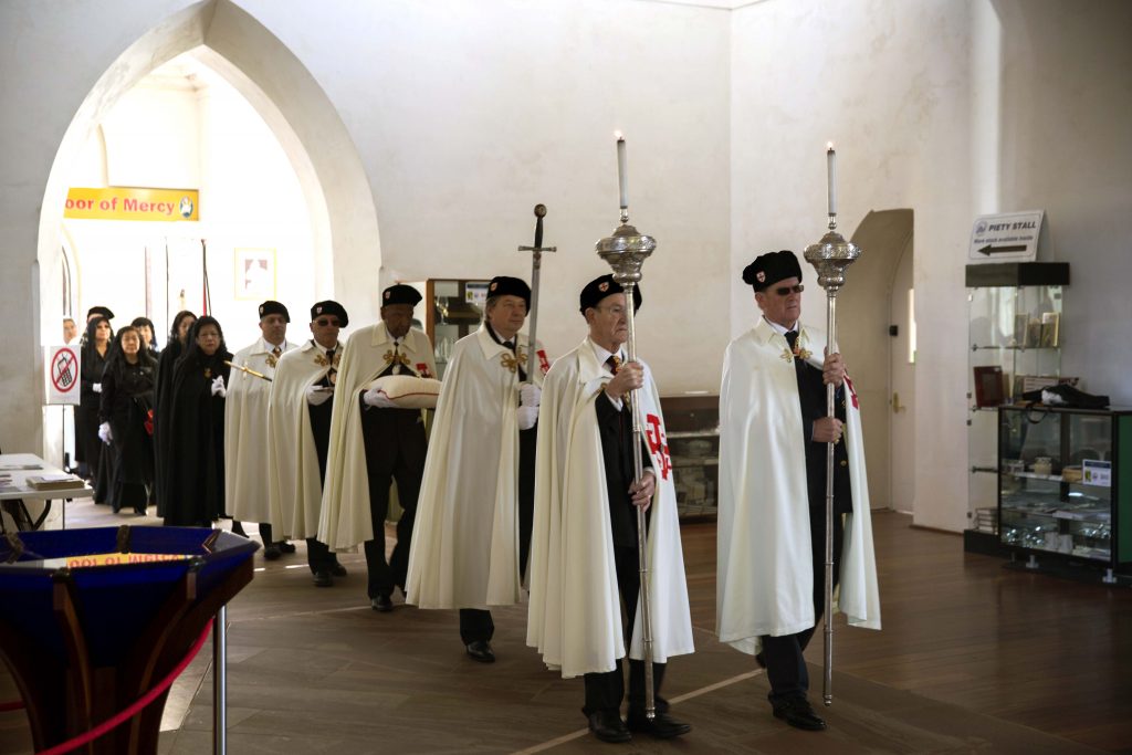 Knights and dames of the Equestrian Order of the Holy Sepulchre of Jerusalem enter St Mary’s Cathedral ahead of their Investiture Mass on Saturday, 10 September. Photo: Ron Tan