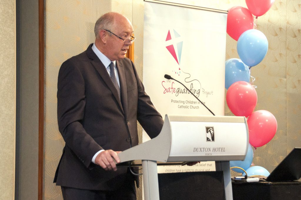 WA Commissioner for Children and Young People Colin Pettit speaks at the inaugural 2016 Child Protection Breakfast held by the Archdiocese of Perth at the Duxton Hotel on Tuesday 6 September, 2016. Photo: Marco Ceccarelli