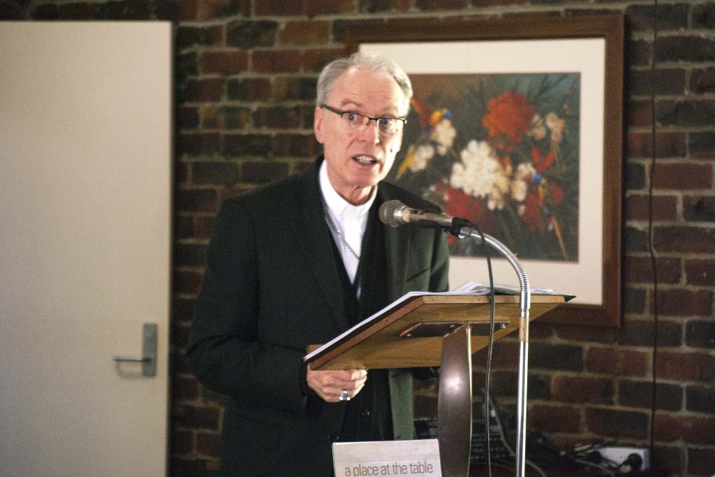 Auxiliary Bishop Don Sproxton addresses the audience at the Perth Launch of the 2016-2017 Social Justice Statement on Tuesday, 20 September. Photo: Rachel Curry