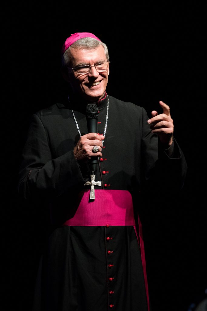 Perth Archbishop Timothy Costelloe reunited with World Youth Day pilgrims and set them a new challenge to enrich their faith at a special Ignite Live event on Friday, 2 September. Photo: Thomas Lee