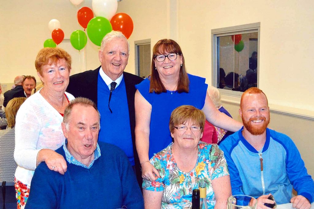 Fr Laurence Murphy was joined by friends and family for the special occasion. He is pictured here with (Back row) Anne Hedderman, Frances Sheehy and (front row, L-R) Peter Sheehey, Sister Margaret Brogan and his grand-nephew, Jason Robinsons. Photo: Supplied