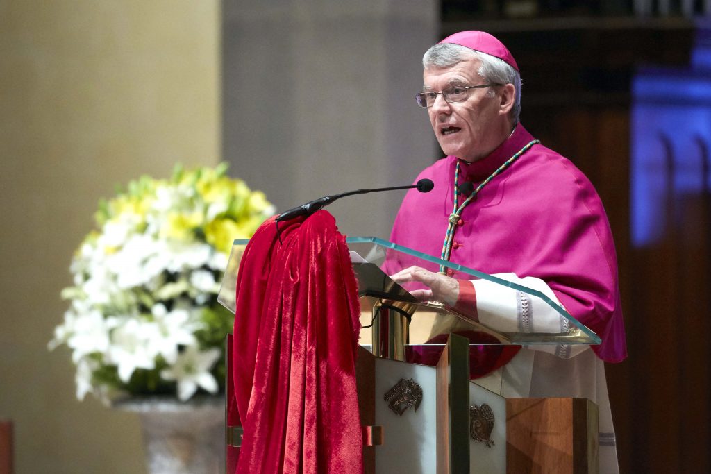 In his address, Archbishop Costelloe focused on two ways in which Pope Francis and Pope John Paul II have spoken about the needs and responsibilities of the Church in the 21st century. Photo: Ron Tan