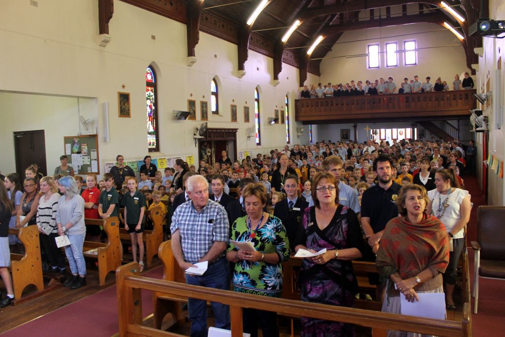 The St Joseph’s school community of more than 650 staff and students attended the Mass, held in Thanksgiving for the 2016 School Year. Photo: Supplied