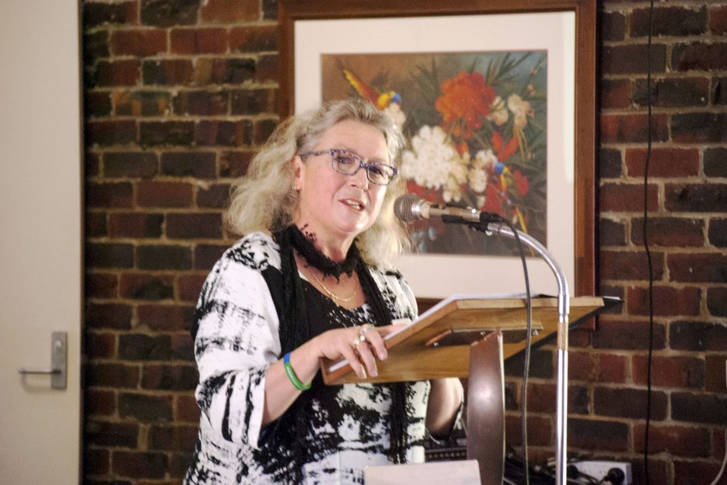 Director of the Archdiocese of Perth’s Justice, Ecology and Development Office, Carol Mitchell, speaks at the Perth launch of the 2016-17 Social Justice Statement, titled A Place at the Table: Social Justice in an Ageing Society. Photo: Rachel Curry