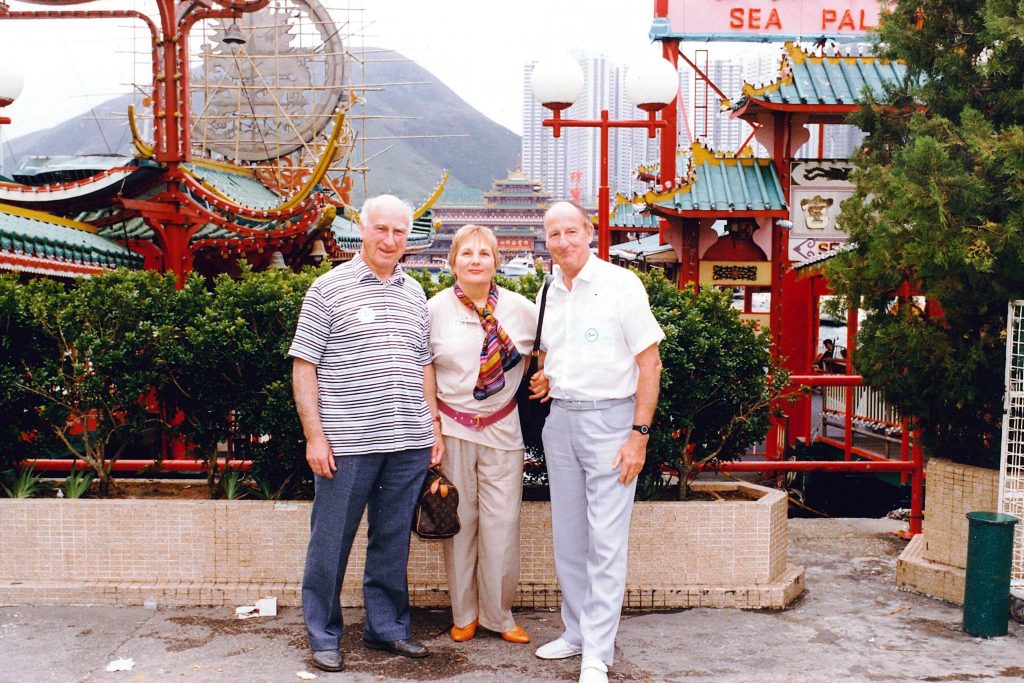 Father Michael Brown (right) was close to his family, including his six siblings. He is pictured with his brother Neil Brown and sister-in-law Margaret Brown in Hong Kong in 1987. Photo: Supplied