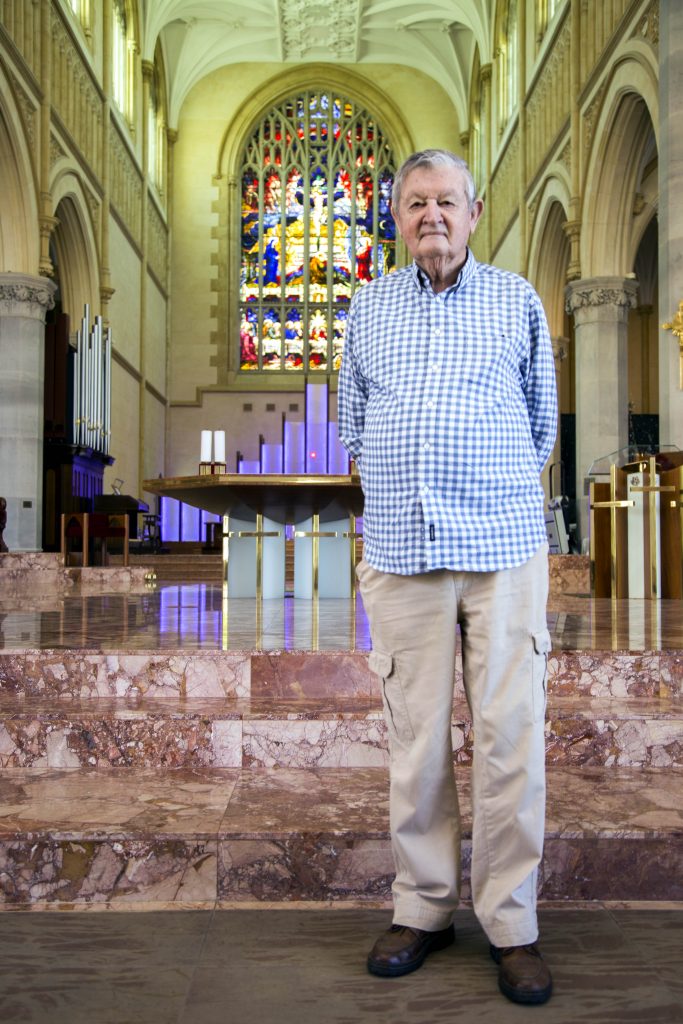 Jolimont resident Peter Saunders, at St Mary’s Cathedral. Mr Saunders was Director of the WA organising committee for John Paul II’s visit to Perth in 1986. Photo: Jamie O’Brien