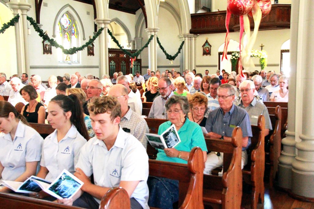 Newman College students participate in Bicentenary celebrations for the Marist Brothers at S Joseph’s Church in Subiaco on January 2. Photo: Supplied
