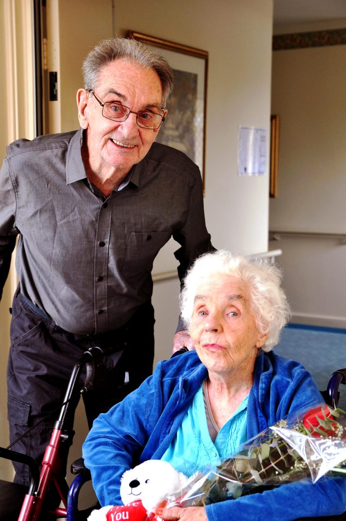 After more than 60 years of marriage, the love lives on for Mercy Place Mandurah’s residents Morris and Sheena Richmond, who are 85 and 83 years of age respectively. Photo: Supplied