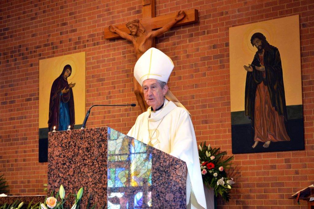 Emeritus Archbishop Barry Hickey celebrating the 25 year anniversary celebrations at Sacred Heart Church, Thornlie. Photo: Supplied