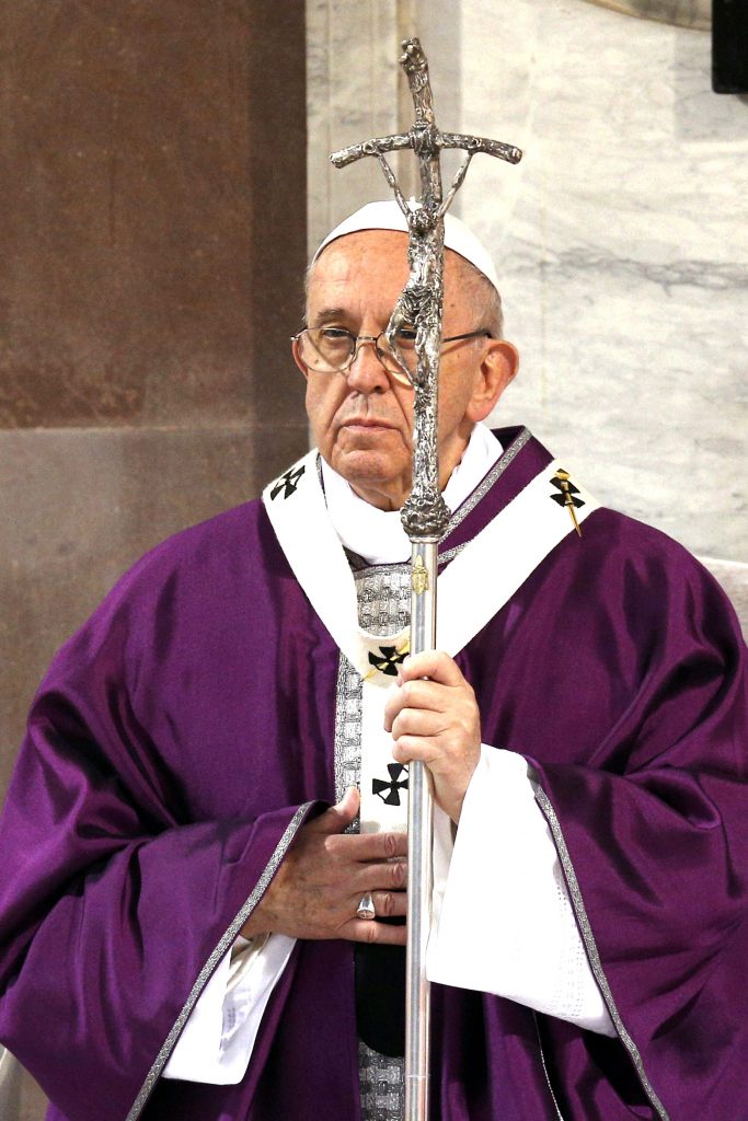 Pope Francis celebrates Ash Wednesday Mass at the Basilica of Santa Sabina in Rome on 1 March Photo: Paul Haring
