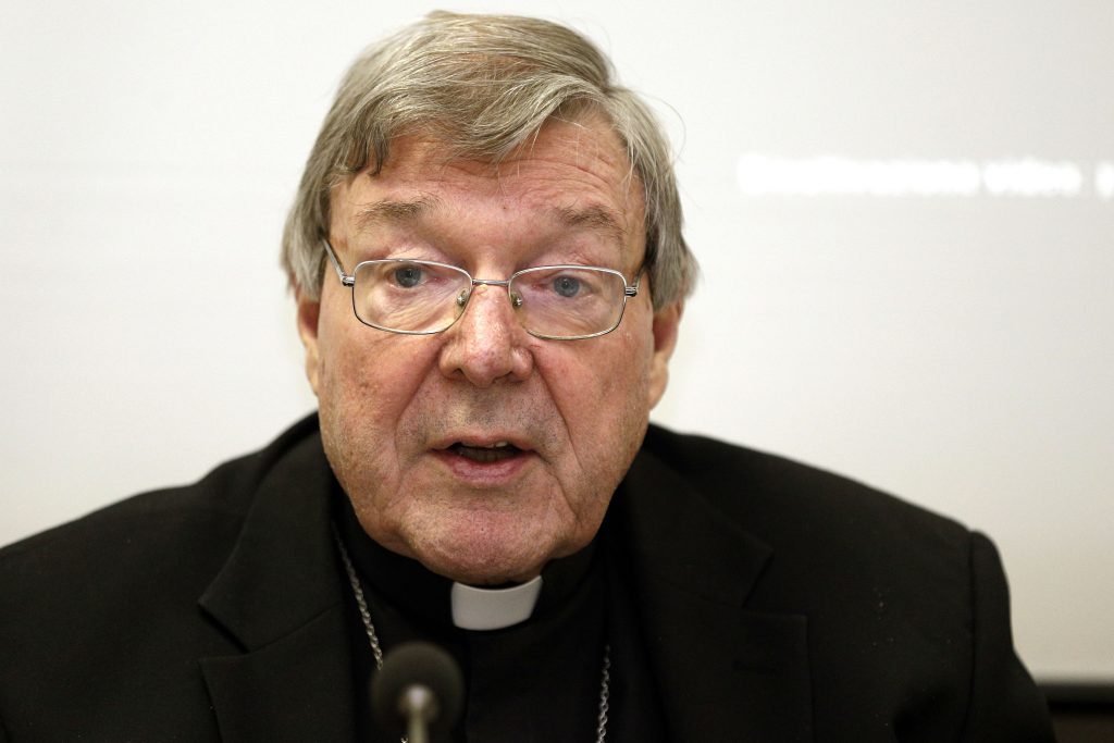 Australian George Cardinal Pell, Prefect of the Vatican's Secretariat for the Economy, speaks at the presentation of the book, Connected World, at the Vatican on 28 March. The book by Father Philip Larrey addresses advanced technology and the rise of artificial intelligence on society. Photo: CNS/Paul Haring 