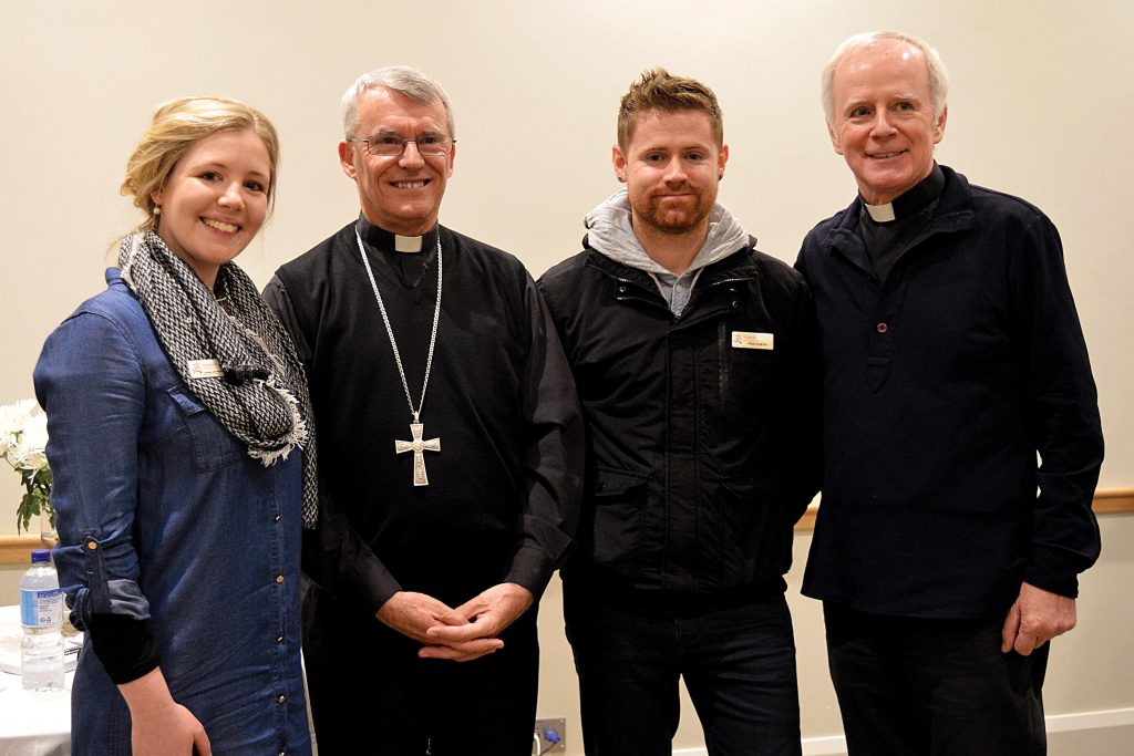 Paul with wife Jessie, Archbishop Timothy Costelloe and former Subiaco Parish Priest Fr Joseph Walsh