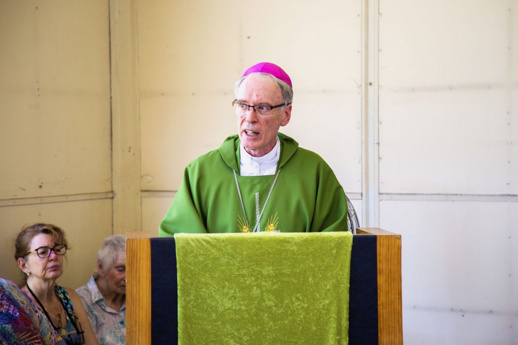 Bishop Don Sproxton gives his homily at the closing Mass of St Francis of Assisi Church East Cannington. Photo: Jamie O’Brien