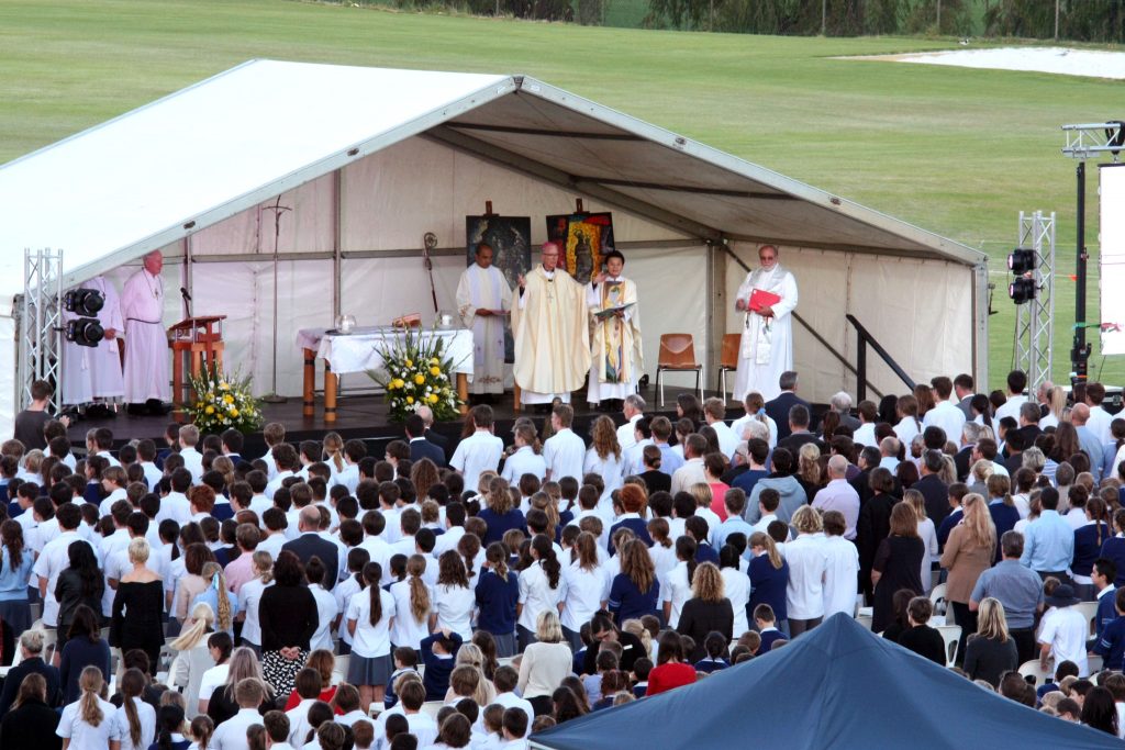 The Newman College community in Churchlands recently came out in force for a service celebrating the beginning of the academic year, the bicentenary of its founding order the Marist Brothers, and the commissioning of student leaders from Years 6 and 12. Photo: Supplied