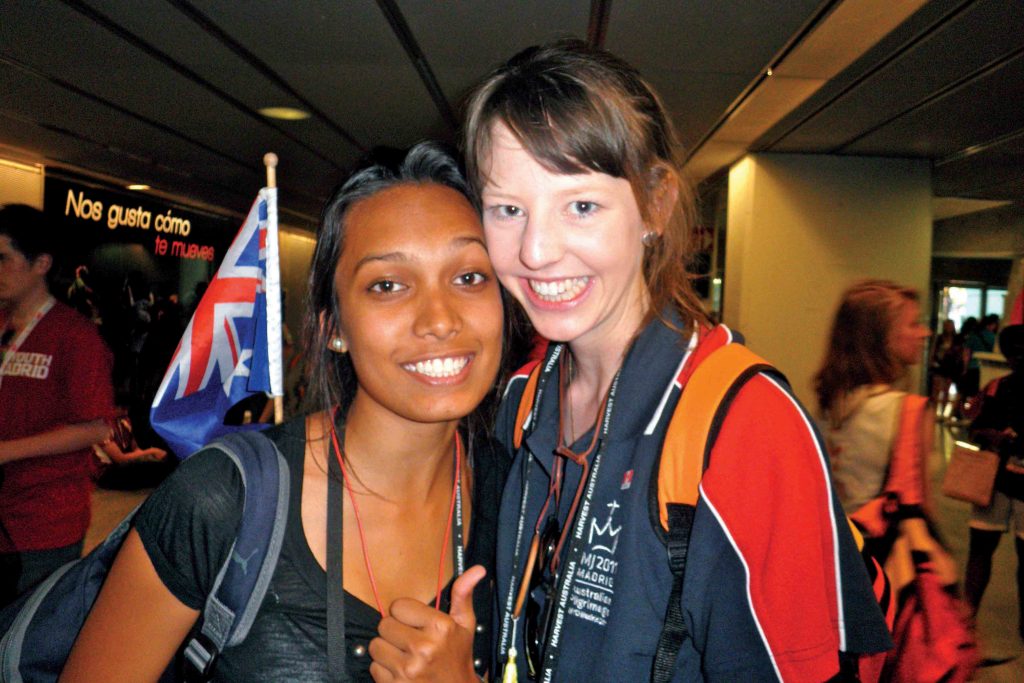 Northbridge parishioner Carina McPherson, right, pictured with Lian Carter at World Youth Day 2011 in Madrid. Photo: Supplied