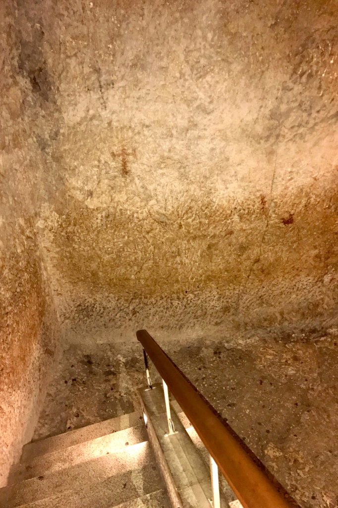 The sacred pit where Jesus was held prior to his crucifixion at St Peter in Gallicantu Church. Photo: Gemma Thompson
