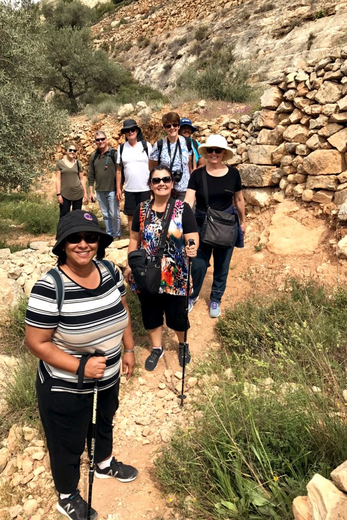 Tantur pilgrims hiking in Beit Jala natureland. Photo: Gemma Thompson
