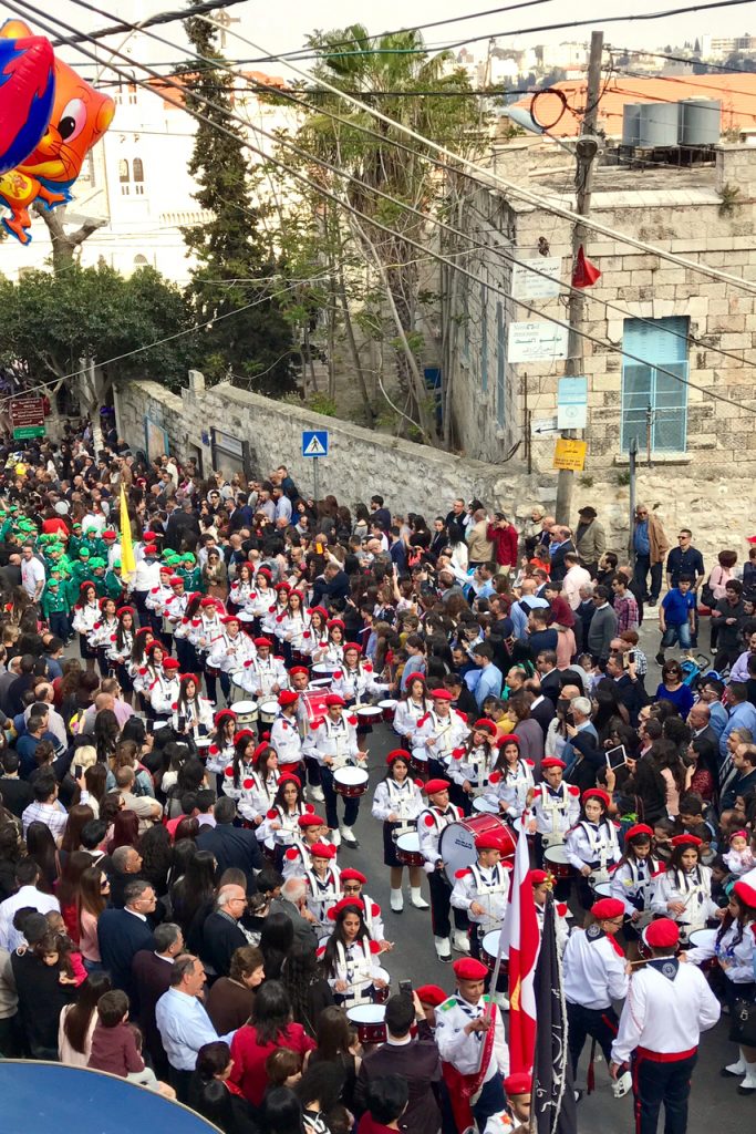 A street procession in Beit Jala awaiting the arrival of the Holy Fire. Photo: Gemma Thompson