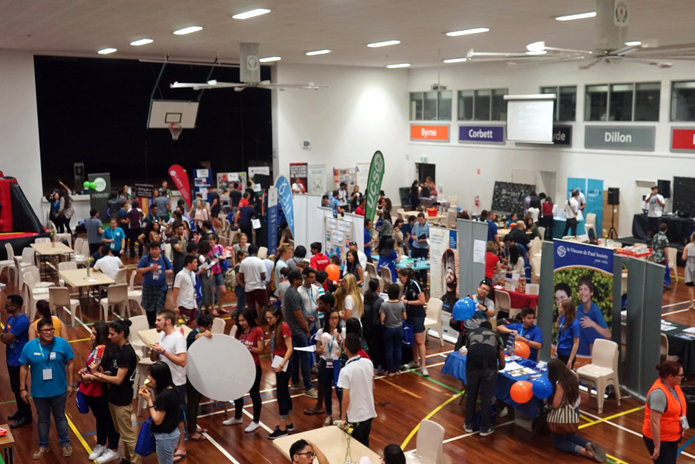 Agencies and movements from all over the Archdiocese of Perth showcase their charisms by running stalls, offering information and engaging with youth. Photo: CYM