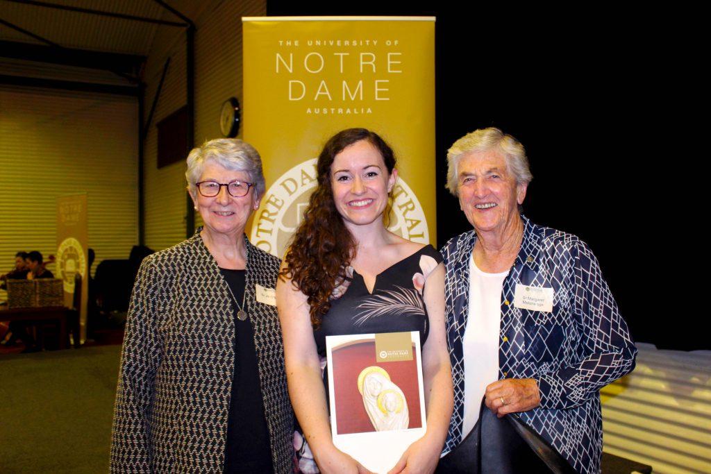 Dearbhla Curtin-Tully, a Master of Teaching student at UNDA Fremantle has received this year’s Helen Lombard Award. Photo: UNDA