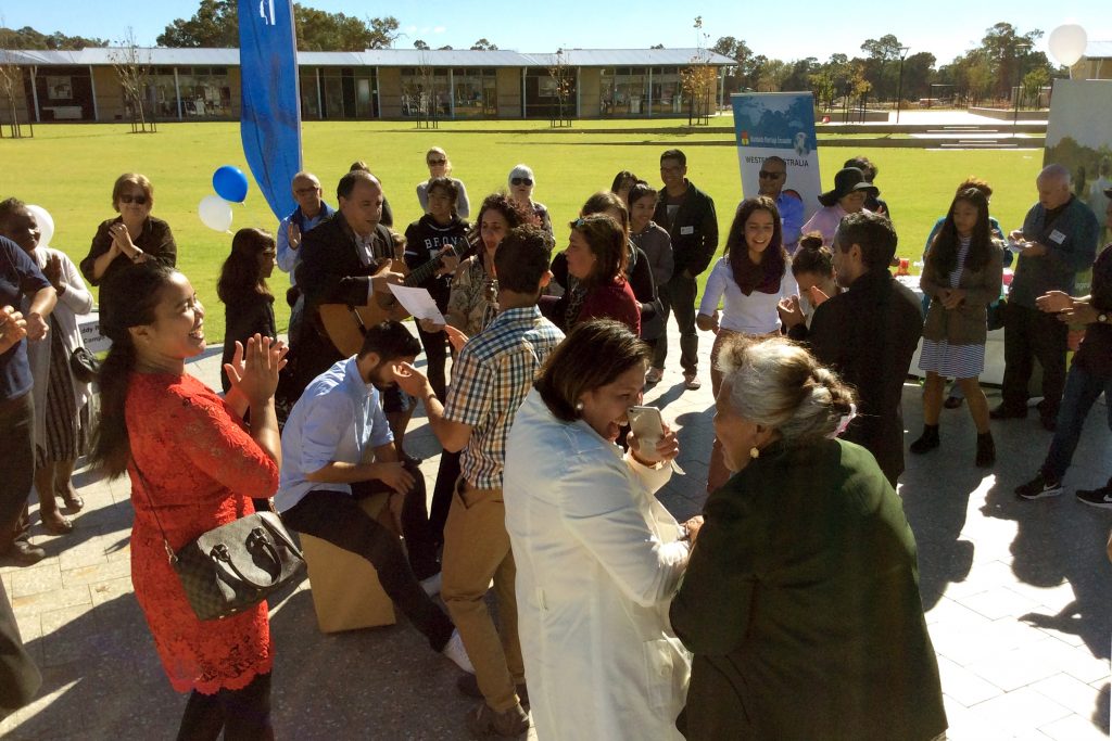 The NeoCatechumenal mission families providing a religious carnival atmosphere surrounded by Baldivis parishioners at the Baldivis Parish Expo on 28 May. Photo: Supplied.