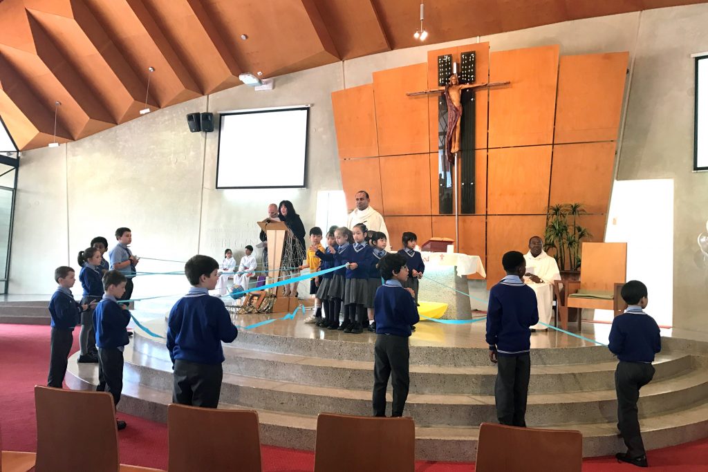 Children participating in the liturgy during a Mass at Mercy College, Koondoola on Friday 19 May. Photo: Supplied.  