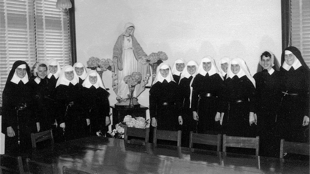 Sr Paula McAdam (far right) with the novitiate group at St Mary’s Convent in Leederville in February 1957. Photo: Supplied.