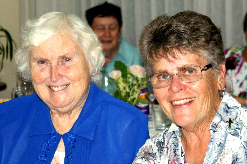 Sr Paula McAdam welcoming Sr Marie Duffy RSM as the new Community Leader in 2016. Photo: Supplied.