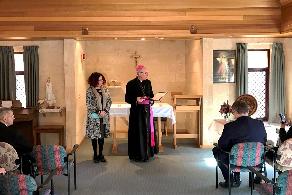 Bishop Sproxton emphasised the importance of being witnesses of God’s love and walking together with people coming towards the end of their lives at the blessing of the building on 1 August. Photo: Supplied.