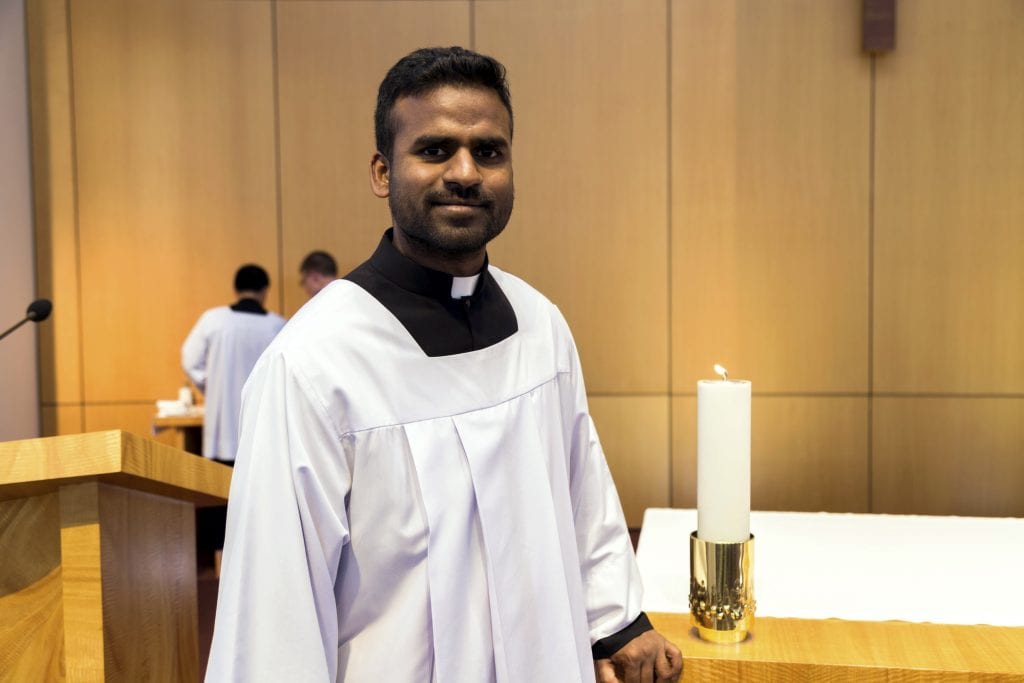 For seminarian John Bosco, the journey of faith has been a profound one, taking him from village life in India to studies at St Charles Seminary Guildford. The 30-year-old, who is originally from Hyderabad, India, will be ordained to the Diaconate for the Diocese of Broome this Friday 10 November at Applecross Parish, St Benedict’s Church. Photo: Jamie O’Brien.