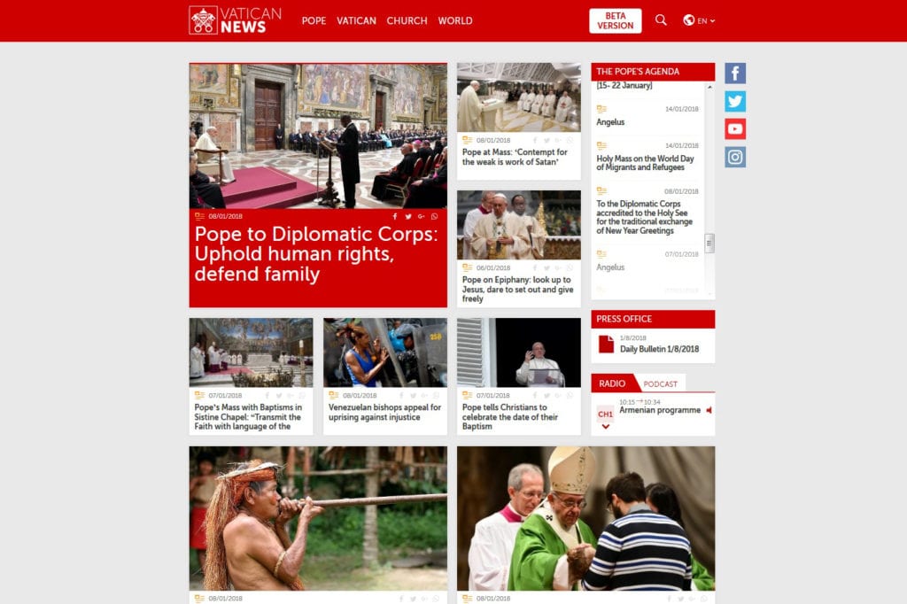The Vatican has now launched a new multimedia communications website. Image: Sourced.
