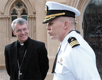 Archbishop Timothy Costelloe SDB welcomed US chaplains and sailors to St Mary’s Cathedral 
