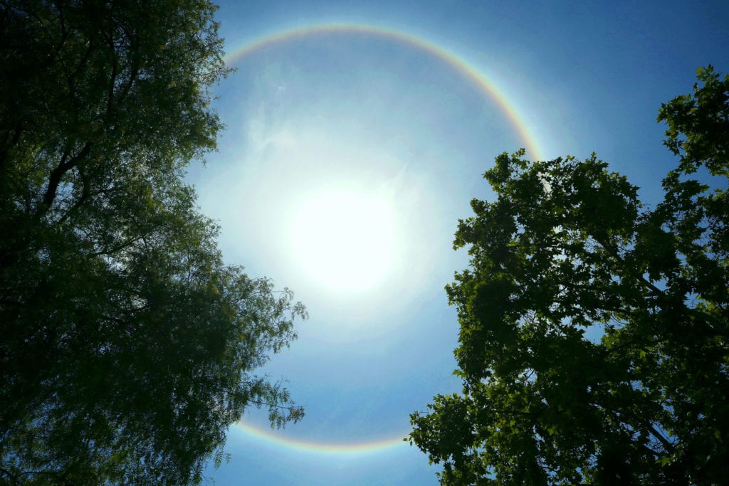 A circular rainbow is seen in Santiago, Chile on 18 December 2017. Photo: Mario Ruiz/CNS.