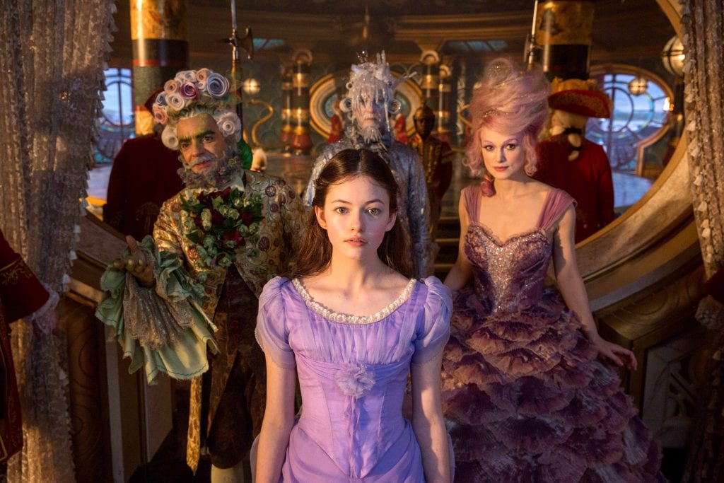 Mackenzie Foy, Keira Knightley, Eugenio Derbez and Richard E Grant star in a scene from the movie "The Nutcracker and the Four Realms". Photo: Disney/CNS.