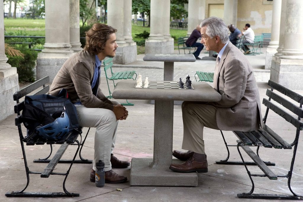 Brenton Thwaites as Paul Asher and David Strathairn as ‘The Man’ in “An Interview with God”. Photo: Astute Films.