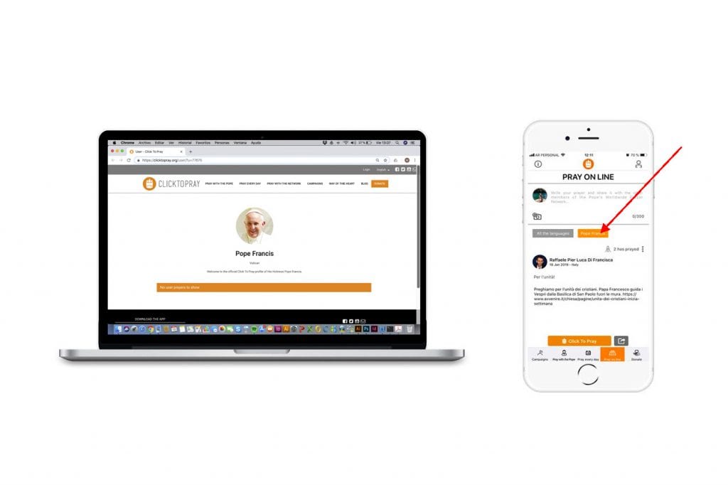 Pope Francis has last weekend helped launch a new mobile app and online platform connecting people around the world in prayer. Photo: Sourced.