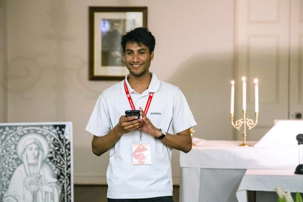 Brydon Ring, a third-year Pharmacy student at Curtin University, shared his experience at ETG ‘18 of why being in the presence of the Holy Eucharist is so special. Photo: Matthew Lau.