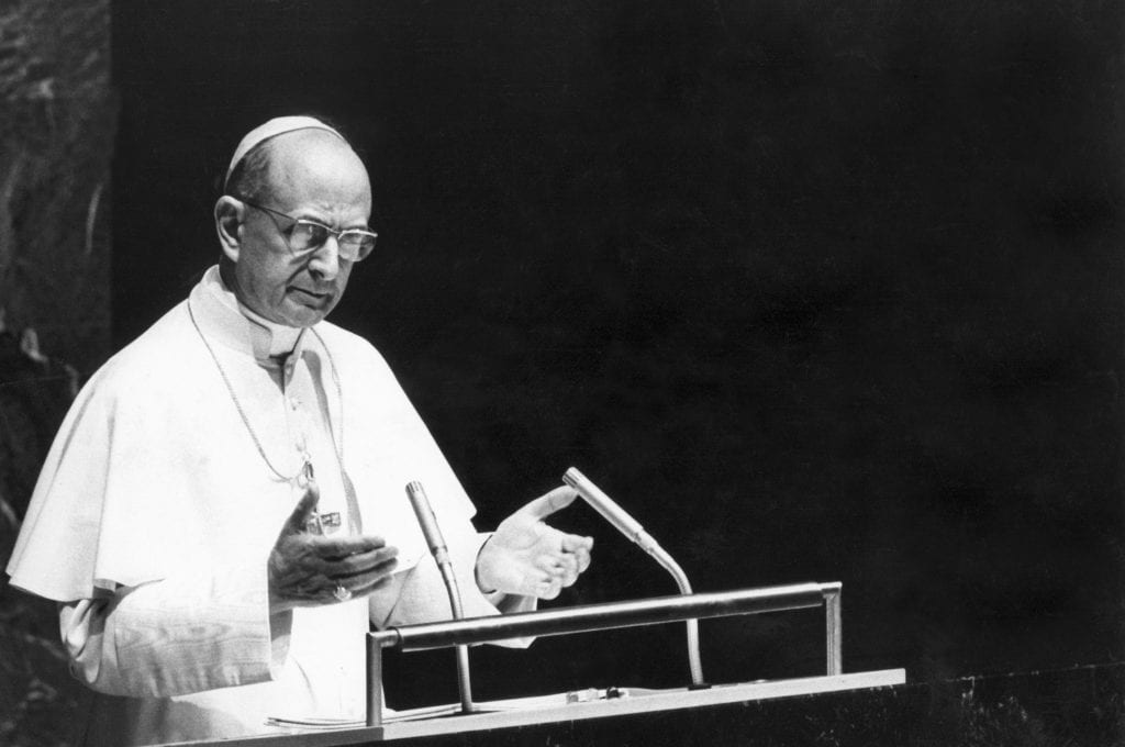 St Paul VI, who led the Catholic Church from 1963-1978, was declared a saint last year on October 14. Photo: CNS/Yutaka Nagata, U.N.