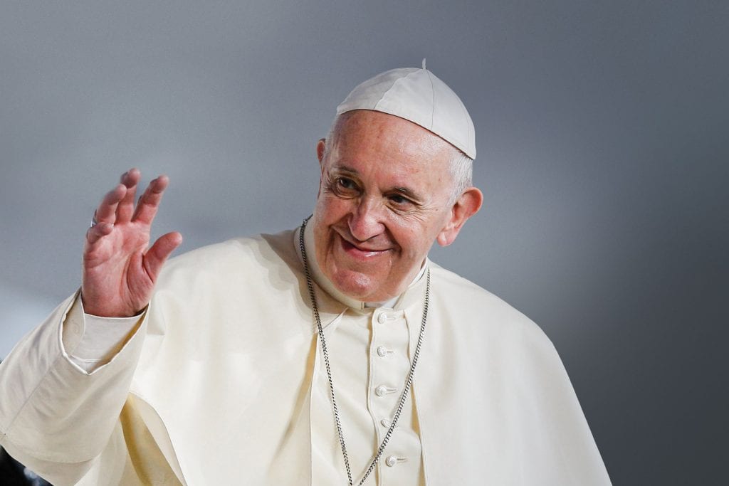 Pope Francis waves as he arrives to lead the World Youth Day prayer vigil at St. John Paul II Field in Panama City Jan. 26, 2019. Photo: CNS photo/Paul Haring.