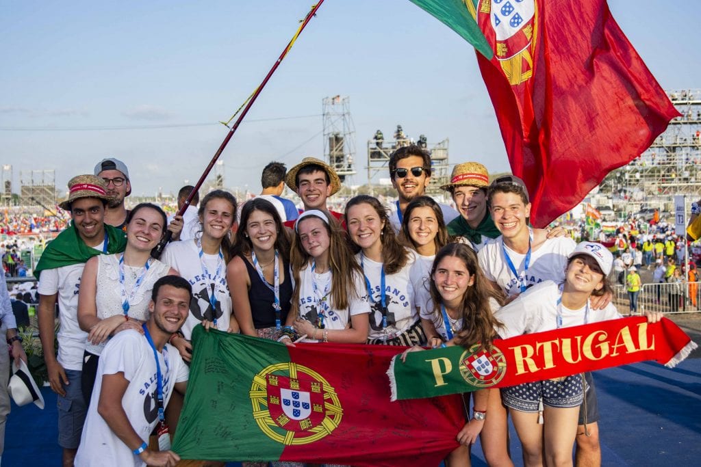 Pilgrims from Portugal, the next host of World Youth Day, to be held in Lisbon in 2022. Photo: Josh Low.
