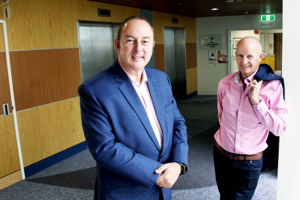 St John of God Subiaco Hospital Oncologist Dr Andrew Dean and patient Graeme Zorn. Photo: Supplied.