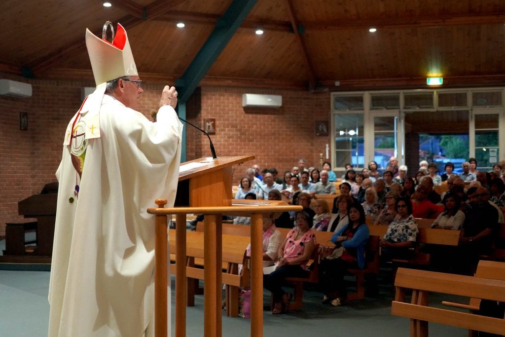 Archbishop of Perth Timothy Costelloe SDB preaches at Greenwood Parish on Monday 11 February. Photo: Matthew Lau.