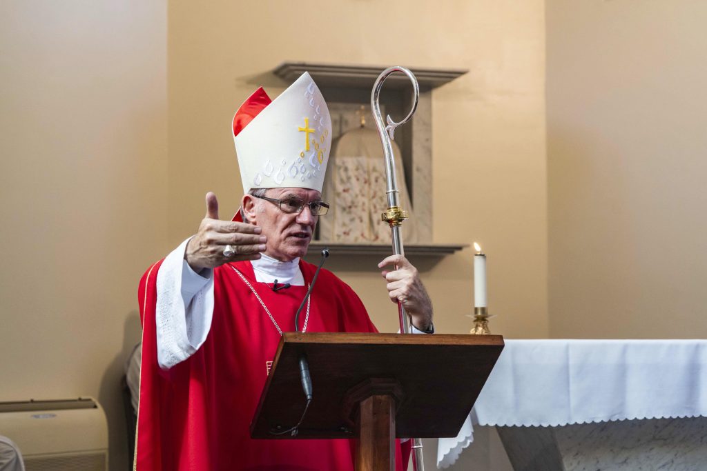 Archbishop Costelloe delivering his homily at the Youth Commissioning Mass on 23 February. Photo: Josh Low.