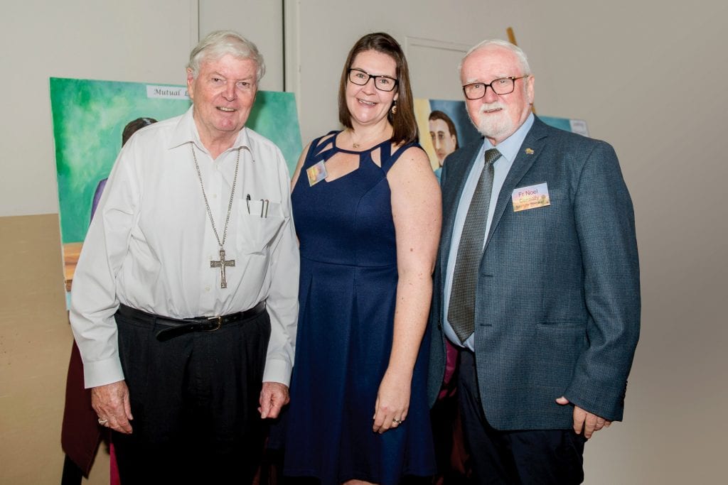 Plenary Council Facilitator Lana Turvey Collins, (centre) with Fr Noel Connelly (right) and Bishop Greg O’Kelly (left) from the Diocese of Port Pirie. Photo: Sourced.