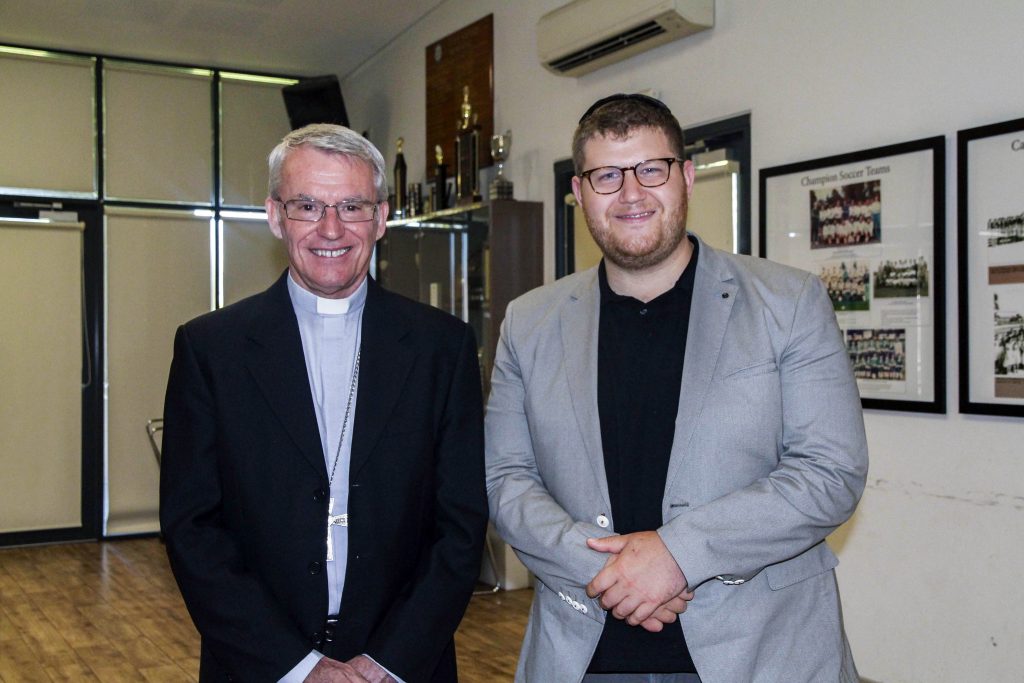 Archbishop Timothy Costelloe SDB standing with some of those present for the Monsignor Kevin Long’s speech at the Council of Christians and Jews Western Australia event held on 24 February. Photo: Amanda Murthy.