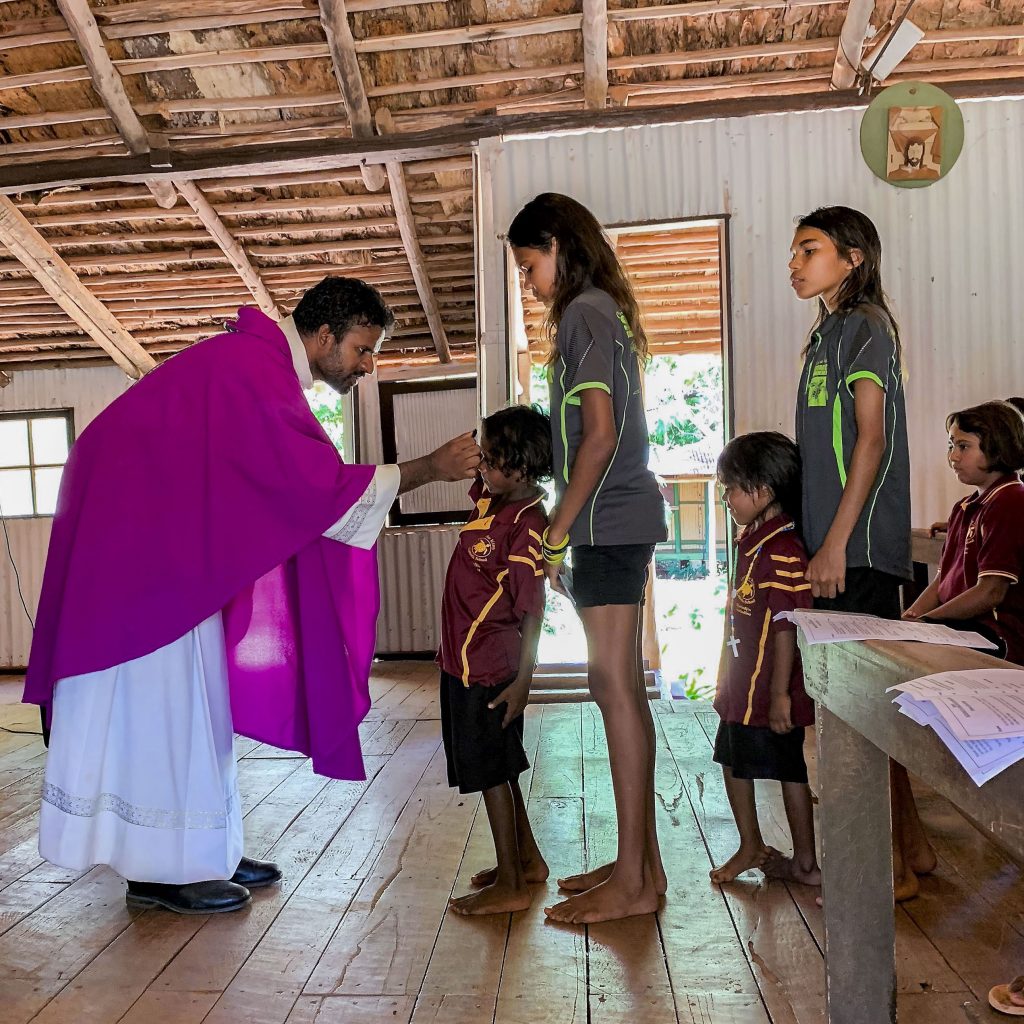 Broome Diocese priest Fr John Bosco at Christ the King Church in Lombadina. Photo: Supplied.