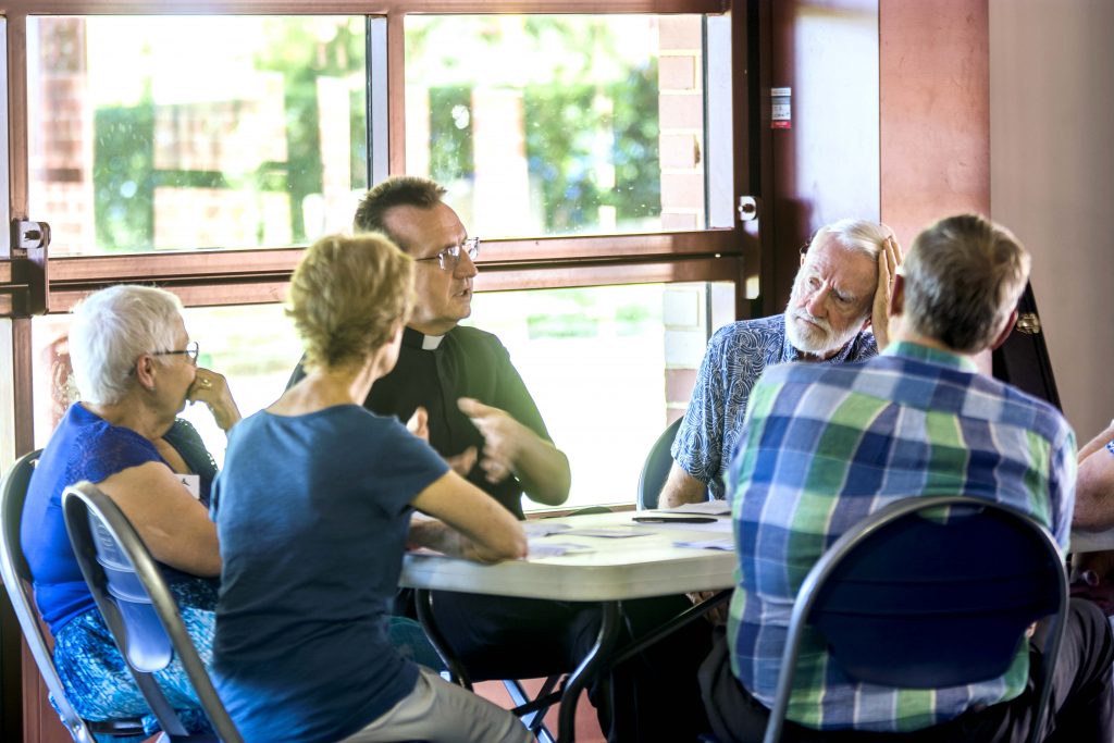 Parishioners and clergy speak about a new collaborative initiative known as Parish Hubs, during initial discussions in 2018. Photo: Josh Low.