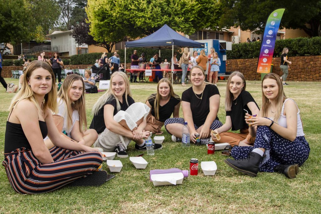 Some of the current students sharing a meal at the St Brigid’s college 90th anniversary celebrations on 31 March. Photo: Amanda Murthy.
